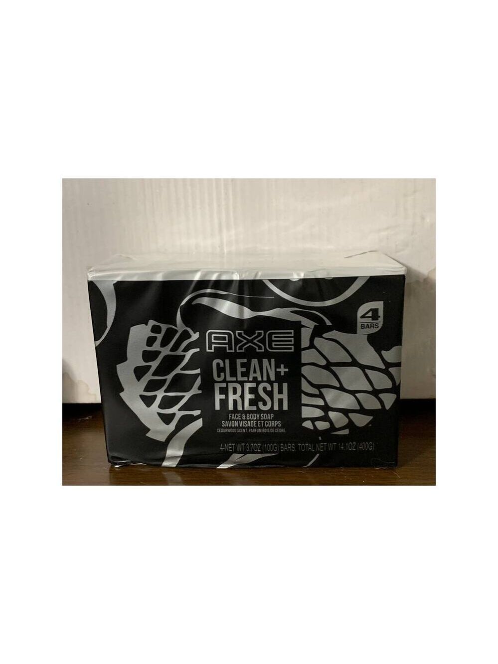 AXE 4Pk of Clean & Fresh Face/Body Soap Cedarwood Scent 4 (3.7Oz) Bars